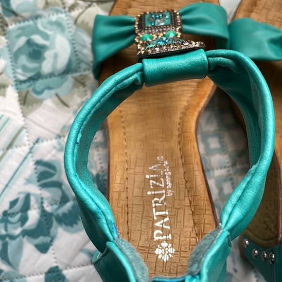 COPY - Teal and Gold Wedges with Rhinestones - Picture 6 of 7